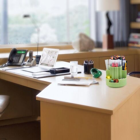 Rotating 360 Degree Pen Pencil Holder Desk-Organiser with 10 Compartments for Multifunctional Pen Pots Makeup Brushes Holder Desktop Stationary Storage for Home Office Supplies Desk Tidy in Saudi Arabia