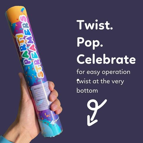 لا فوضى اللافتات Confetti Cannon Party Poppers | 6 حزمة | اللافتات متعددة الألوان | براقة بريق القنبلة الرماة | زخرفة عيد ميلاد ، زفاف | يطلق 25 قدم | 12 بوصة | لوازم الحفلات in Kuwait