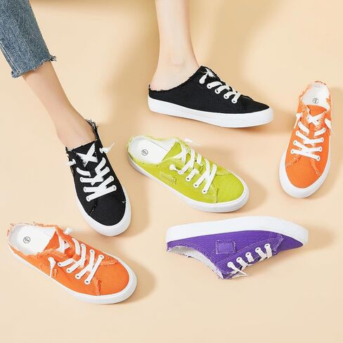 BENPAO Women's Slip on Sneakers Canvas Slip ons Shoes Fashion Comfortable Mules Womens Non Slip Loafers Casual Backless Shoes in Kuwait