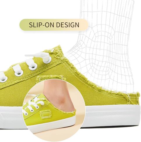 BENPAO Women's Slip on Sneakers Canvas Slip ons Shoes Fashion Comfortable Mules Womens Non Slip Loafers Casual Backless Shoes in Kuwait