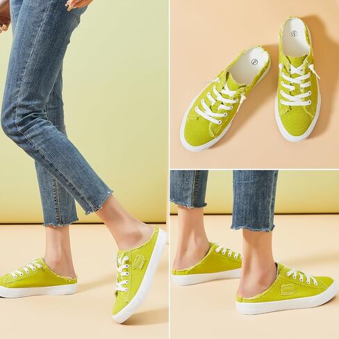 BENPAO Women's Slip on Sneakers Canvas Slip ons Shoes Fashion Comfortable Mules Womens Non Slip Loafers Casual Backless Shoes in Kuwait