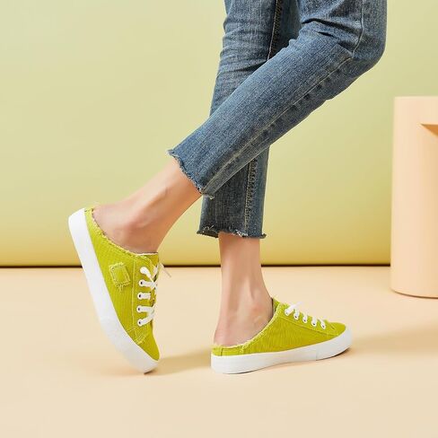 BENPAO Women's Slip on Sneakers Canvas Slip ons Shoes Fashion Comfortable Mules Womens Non Slip Loafers Casual Backless Shoes in Kuwait