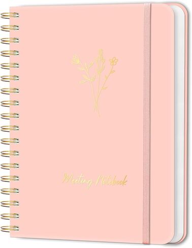 Meeting Notebook for Work - دفتر منظم العمل مع عناصر الإجراء ، دفتر ملاحظات لقضاء الملاحظات ، أخذ 7.5 "x10" مخطط المشروع للرجال والنساء ، الأسود in Saudi Arabia