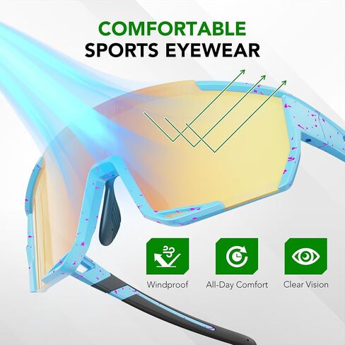 Polarized Sports Sunglasses for Men Women Youth Baseball Cycling Running Biking Fishing Glasses Black in Saudi Arabia