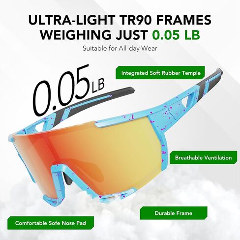 Polarized Sports Sunglasses for Men Women Youth Baseball Cycling Running Biking Fishing Glasses Black in Saudi Arabia
