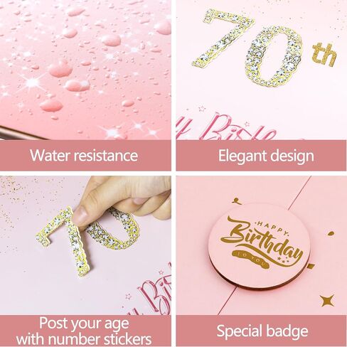 Rose Gold Birthday Party Guest Book, Birthday Party Decorations, Birthday Alternative Signature Guest Book 17.3" X 12" with DIY Stickers for Any Age, Giant Birthday Card Board Party Supplies in Saudi Arabia