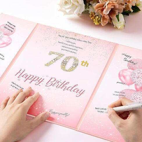 Rose Gold Birthday Party Guest Book, Birthday Party Decorations, Birthday Alternative Signature Guest Book 17.3" X 12" with DIY Stickers for Any Age, Giant Birthday Card Board Party Supplies in Saudi Arabia