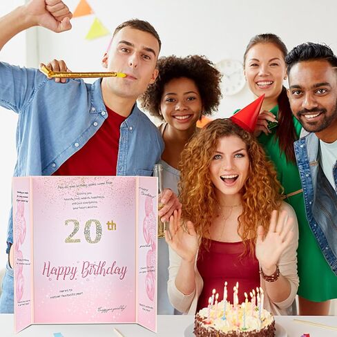 Rose Gold Birthday Party Guest Book, Birthday Party Decorations, Birthday Alternative Signature Guest Book 17.3" X 12" with DIY Stickers for Any Age, Giant Birthday Card Board Party Supplies in Saudi Arabia