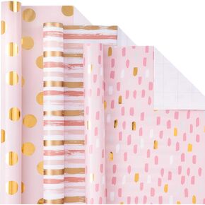 LeZakaa Mini Wrapping Paper Roll - Mini Roll - Cupcake/Rainbow/Colorful Stripe for Birthday, Party, Holiday, Baby Shower - 17 x 120 inches - 3 Rolls (42.5 sq.ft.ttl.)