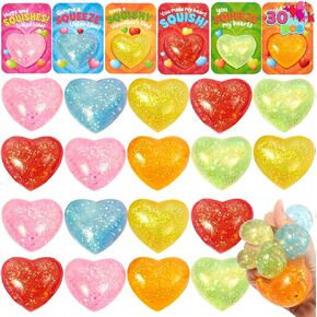 JOYIN 30 PCS Valentine's Day Sensory Stress Balls with Cards, Fidget Anxiety Relief for Adult, Valentine's Party Favors, Gift Exchange Rewards