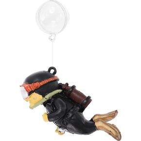 Diver Aquarium Decorations, Floating Diver Fish Tank Decorations, Floating Cartoon Diver Decor, Fun Floating Fish Decoration, PVC Diver Decoration, Green, 1 Set