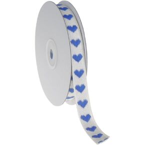 COTOWIN 5/8" Soft Cotton Twill Tape Ribbon,Love Heart Herringbone Tape - 11 Yards (Blue)
