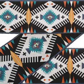 IBA Indianbeautifulart Black Aztec Southwestern Printed Ribbon Trim by 9 Yard Dupion Fabric Laces for Crafts Sewing Accessories 3 Inches