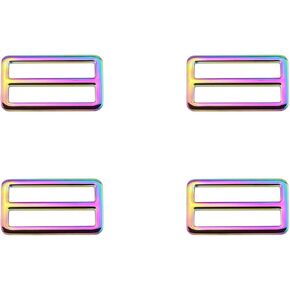4PCS Leather Craft Bag Leather Strap Adjuster Rainbow Flat Metal Adjustment Slider Zinc Alloy Belt Slider Suitable for DIY Handmade Belt Shoulder Strap Pants