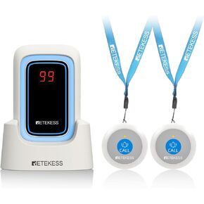 نظام الاتصال اللاسلكي Retekess TH109S ، رعاية مقدمي الرعاية ، 850 قدمًا ، 3 أوضاع تذكير ، 5 مستويات من الحجم ، أزرار استقبال واحدة للمسنين والمرضى والعيادة والمنزل