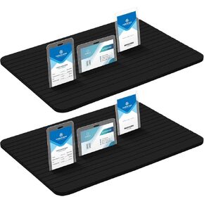 Glenmal 2 Pcs Wooden Name Badge Holder ID Badge Tray Organizer ID Tag Name Badge Organizer Name Tag Holders ID Card Sign Tag Decor Supplies for Office Business(23.6 x 3.5 x 0.8 Inch,Black)