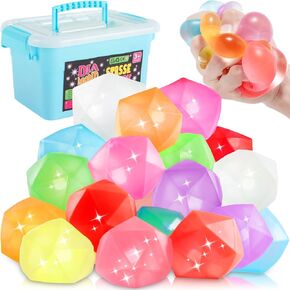 Fidget Toys Stress Balls for Kids 4 Pack, Ice Squishy Stress Cube-Diamond Malt Sugar Balls, Sensory Toys for Anxiety Stress Relief for Kids Adults, Fidgets for Classroom Prize Toys, Calming Toys