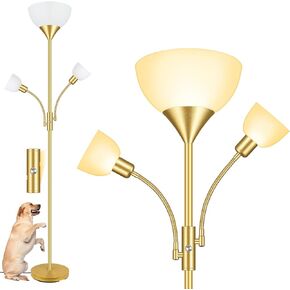 Floor Lamp Black, Standing Lamp, 71" Tall Lamps for Living Room, 3 Way Switch, Plastic Lampshade, Torchiere Floor Lamp with Reading Lamps, Modern Pole Lamps for Bedroom Kids Room E26 Base(No Bulb)