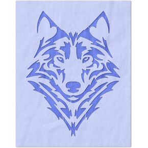 Stencil Stop Stylized Wolf Face Stencil - Reusable for DIY Projects, Painting, Drawing, Crafts - 14 Mil Mylar Plastic (3 x 4 inches)