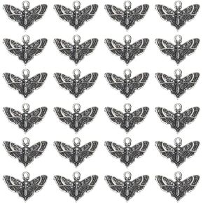 SUNNYCLUE 1 Box 80Pcs Moth Charms Gothic Style Small Moth Skull Charms Bulk Black Skeleton Head Moth Insect Charm Kit Halloween Butterfly Charms for Jewelry Making Charm DIY Earring Craft 13x20mm