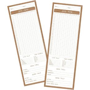 Outus 50 Pieces Book Tracker Bookmarks Paper Double Sided Bookshelf Design Bookmarks Color Your Own Book Markers Bulk for Book Lover Students Reading(Classic Style)