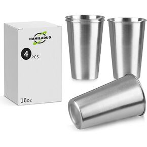 150Pack 16 oz Stainless Steel Pint Cups,Stainless Steel Cup,Pint Cup Tumbler，water Tumbler,Stackable,Reusable,BPA Free, (150)