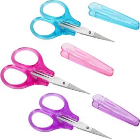 3PCS Mini Scissors 3" Small Scissors All Purpose with Protective Cover, Straight Fine Tips Sharp Scissors Tiny Detail Craft Scissors for Embroidery Paper Cutting Sewing Knitting Crafting