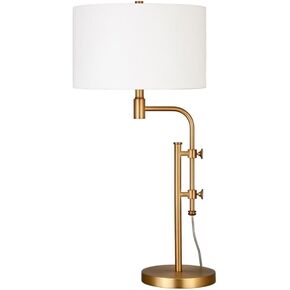 Polly Height-Adjustable Floor Lamp with Fabric Shade in Blackened Bronze/White