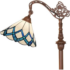 Capulina Tiffany Floor Lamp 62 Inches Height Romantic Style Stained Glass Soft Light Arched Gooseneck Adjustable Angle Reading Floor Lamp for Living Room Bedroom Home Office