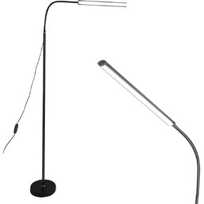 LED Floor Lamp,Bright 15W Floor Lamps for Living Room/Bedroom/Office, Stepless Adjustable 3000K-6000K Colors and 10-100% Brightness,Gooseneck Adjustable Standing Eyelash Light for Facial SPA