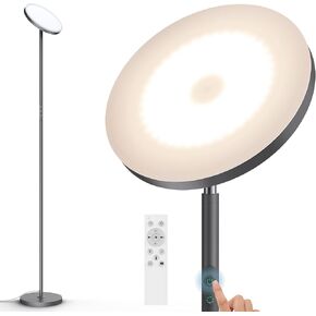42W Floor Lamp, 3700LM Super Bright Standing Lamp with Side Light & Timer, Tall Light with Remote & Touch Control, 2700K-6500K Dimmable for Living Room, Black