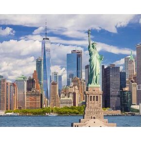 QACEYID DIY Paint by Numbers Statue Liberty New York City Skyline Financial District World Trade Canvas Painting Set with Acrylic Color Paintbrush for Adults Beginners Artwork Gift 16" x 20"