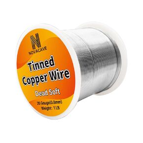 Tinned Copper Wire, 18 Gauge, 213Ft, 1Lb Spool, for Stained Glass, Beading, Jewelry Making