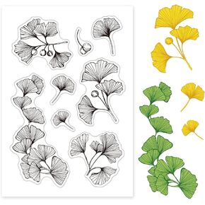 GLOBLELAND Ginkgo Leaves Clear Stamps Silicone Stamp Cards Autumn Ginkgo Clear Stamps for Card Making Decoration and DIY Scrapbooking