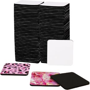 110 PCS 4 Inch Square Sublimation Blanks Coasters, 4x4 Inch Blank Cup Coasters, DIY Crafts Compatible, Perfect for Heat Transfer Projects, Painting,Sublimation by KUKLIPJIM