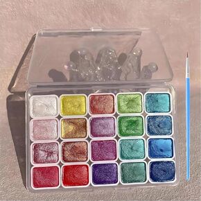Shifting Watercolor Painting Set, Glitter Watercolor Paint Metallic Watercolor Paints Set, Travel Art Kit，Colourful Painting Kit Model Metallic Pearlescent Watercolor Paint for Art Painting (Color A)