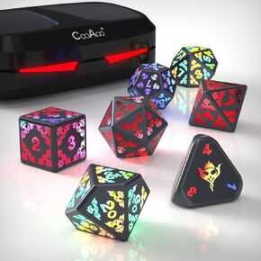 Light Up DND Dice Set, Wireless Rechargeable Glowing Dice with Charging Box, 7 PCS Electronic Dice Set, LED RGB Polyhedral Role Playing D&D Dice for Dungeons and Dragons PRG MTG Games (Sword)