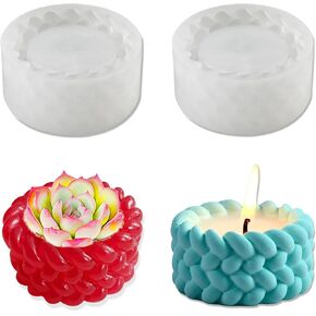 2Pcs Tealight Candle Holder Resin Molds 3D Knot Shape Candlestick Epoxy Resin Molds Cylinder Tea Light Candle Holder Jewelry Container Storage Silicone Mold for Plaster, Concrete, Home Decor
