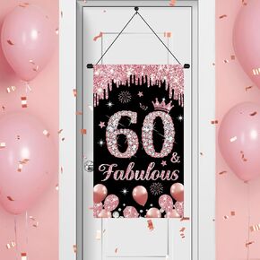 Rose Gold 50 and Fabulous Door Sign for Birthday Decorations Pink Happy Sweet 50th Birthday Door Banner 50th Birthday Porch Sign Banner 50th Birthday Door Hanger for Women 50th Birthday Party Supplies