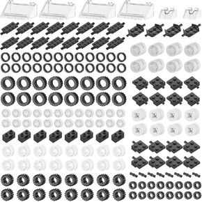 186 Pcs Wheels and Axles Sets Tires Building Kit with Windshield, Car Parts and Pieces, City Car Parts Classic Pieces Accessories, Bulk Bricks Sets Education Construction Toys