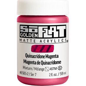 SoFlat Matte Acrylics by GOLDEN, Quinacridone Magenta, 2 fl. oz. Jar, Professional Acrylic Paint,