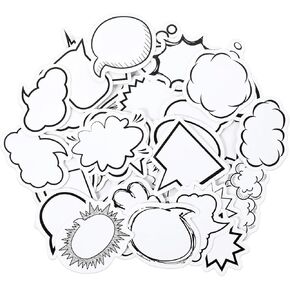 TIESOME 90 PCS Dialog Box Paper Stickers, Black White Adhesive Thought Cloud Sticker Notes Cute Blank Sticker Labels Assorted Shape Paper Stickers for Diary Planner Scrapbook Album Notebook