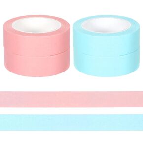 4 Rolls Washi Tape Solid Colors Pastel, Pink and Blue Masking Tapes Pastel Washi Tape Fun Duct Tape Sticky Washi Tapes Self-Adhesive Cute Duct Tapes for Scrapbooks, Journal, Holiday Decoration