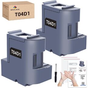 2-Pack T04D1 Ink Maintenance Box Replacement for Epson ET-15000 ET-4750 ET-4850 ET-3760 ET-4760 ET-3850 ET-3750 ET-3710 ET-3830 WF-2860 Printer(T04D100/EWMB1/E-04D1 Waste Ink Tank)