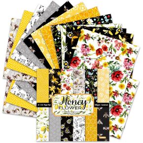 BLEDS Scrapbook Paper, 24 Sheets Craft Scrapbooking Paper Pad 6"x6" Floral Scrapbook Paper Single-Side Print 160gsm Card Making Paper Supplies for Junk Journal Decorative Album Art Craft Die Cutting