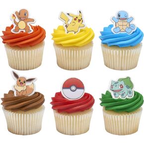 DecoSet® Pokemon Light Up Pikachu Cake Topper, 4 - Piece Decoration Set, Birthday Decorations For All Size and Shape Cakes