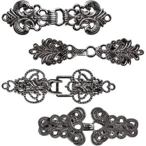 WANDIC 4 Pcs Vintage Hollow Cape Fasteners Bronze Clasps Cardigan Clips Jewelry Clips for Clothing Sweater Shawl