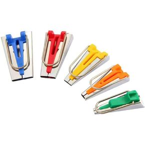 Bias Tape Makers Kit of 5 Sizes 1/4" 3/8" 1/2" 3/4" 1" DIY Quilting Tools Kit for Fabric Sewing and Quilting