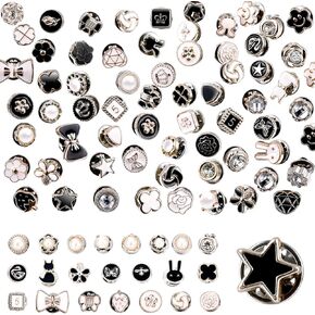 Sureio 80 Sets Brooch Pin Assorted Instant Buttons Jean Buttons Pins Mini Shirt Brooch Small Safety Lapel for Women Clothes Jeans Coat Dress Hat Decoration, 0.39 Inch(Classic Style)