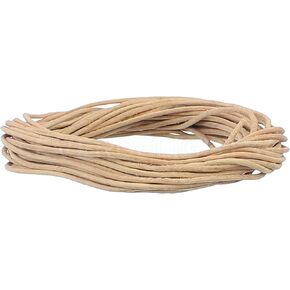 CleverDelights 2mm Round Leather Cord - Natural Color - 25 Feet - Genuine Leather